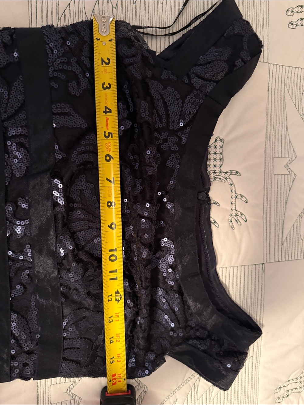 Tadashi Shoji Navy Sequin Lined Gown-Size 4 - Picture 4 of 7